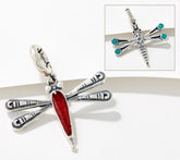 American West Sterling Silver Gemstone Dragonfly Charm, 1-1/2"